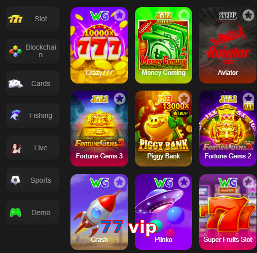 Main screen of 77 Vip game page for PK players